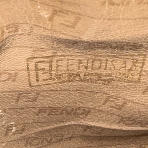 Fendi Zucchino Logo Zip Pouch Pattern PVC Clutch Brown Tan Vintage Bag authentic - Picture 11 of 12